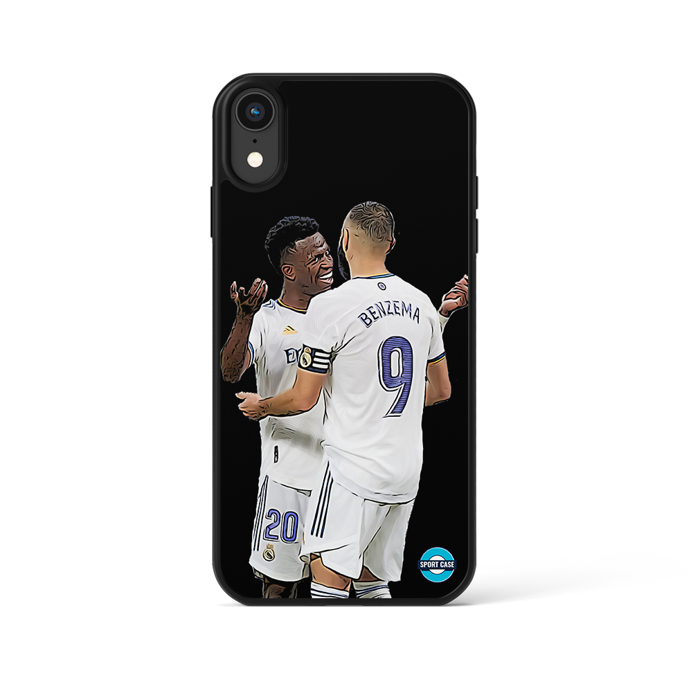 coque de téléphone personnalisable célébration joueur  Vinicius X Benzema Réal Madrid