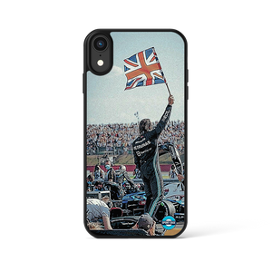 coque de téléphone personnalisable célébration pilote f1 hamilton drapeau
