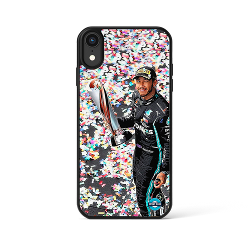 coque de téléphone personnalisable célébration pilote f1 hamilton célébration trophée